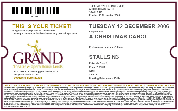 example Print @ Home ticket example Print @ Home ticket